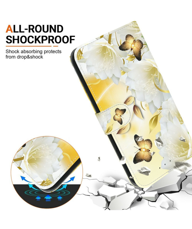 Housse OnePlus 13 Papillons et Fleurs avec Fonction Portefeuille