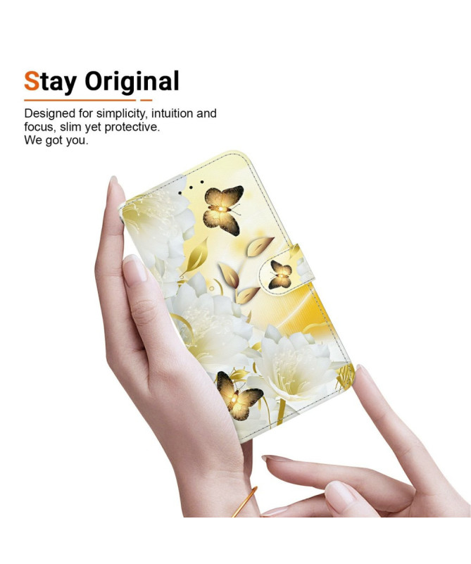 Housse OnePlus 13 Papillons et Fleurs avec Fonction Portefeuille