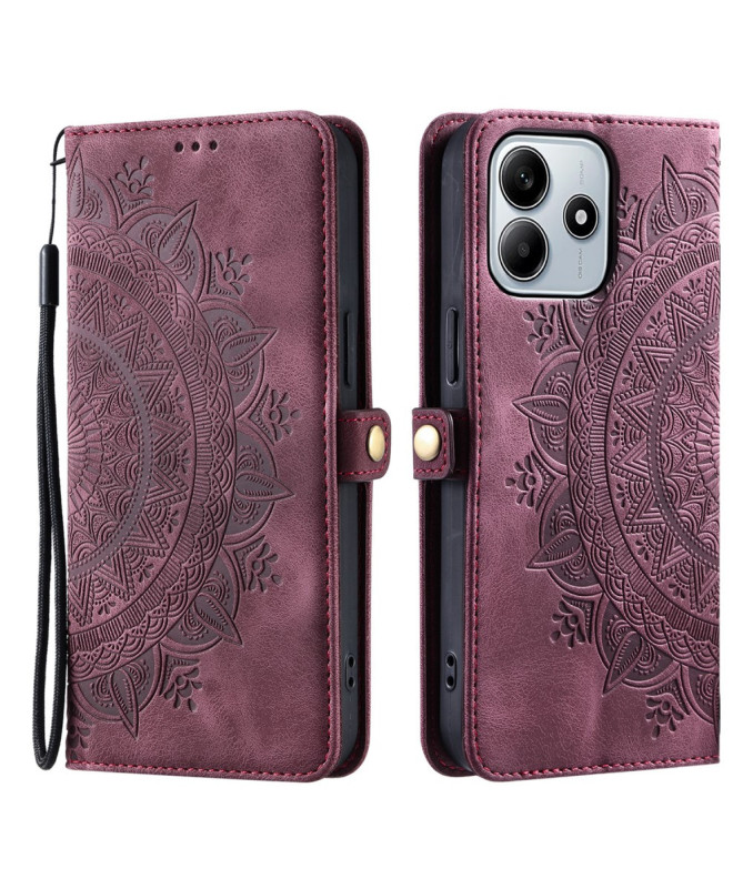 Housse Xiaomi Redmi Note 14 Mandala avec Porte-Cartes et Dragonne