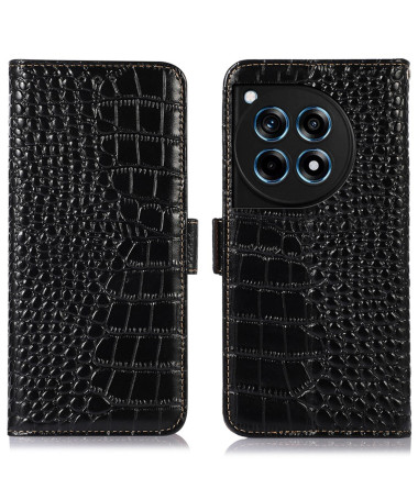 OnePlus 12R - Housse cuir véritable aspect croco