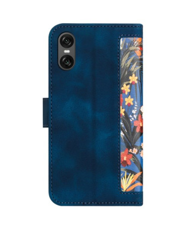 Housse Sony Xperia 10 VI avec Porte-Cartes Motif Floral Sombre