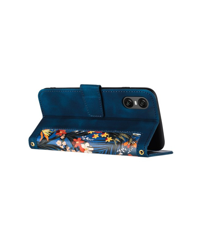 Housse Sony Xperia 10 VI avec Porte-Cartes Motif Floral Sombre