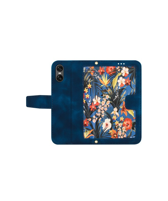 Housse Sony Xperia 10 VI avec Porte-Cartes Motif Floral Sombre