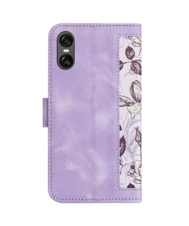 Housse Sony Xperia 10 VI Lavande avec Illustrations de Fleurs et Papillons