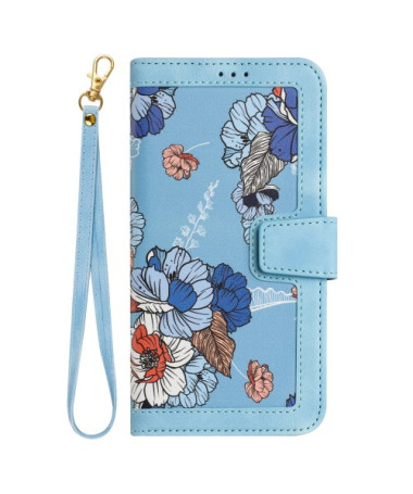 Housse Sony Xperia 10 VI Bleu Ciel avec Illustrations Florales