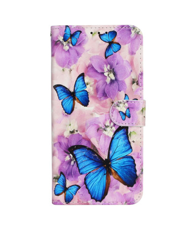 Housse Xiaomi 14T Pro papillons bleus et fleurs