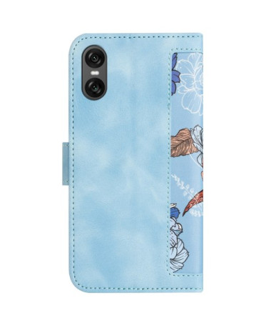 Housse Sony Xperia 10 VI Bleu Ciel avec Illustrations Florales