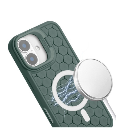 Coque iPhone 16 MagSafe, Support Intégré et Cordon Vert foncé - photo 12