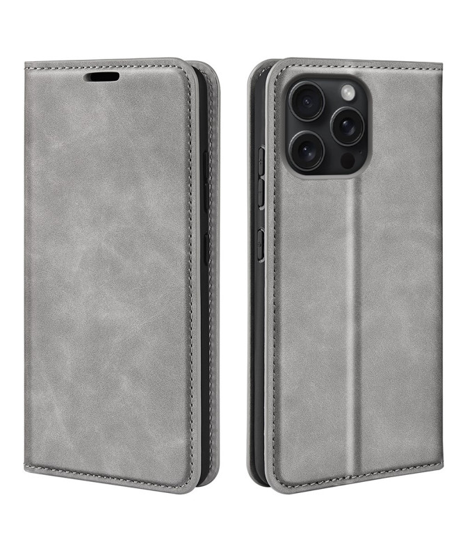 Étui iPhone 16 Pro Max simili cuir fonction stand