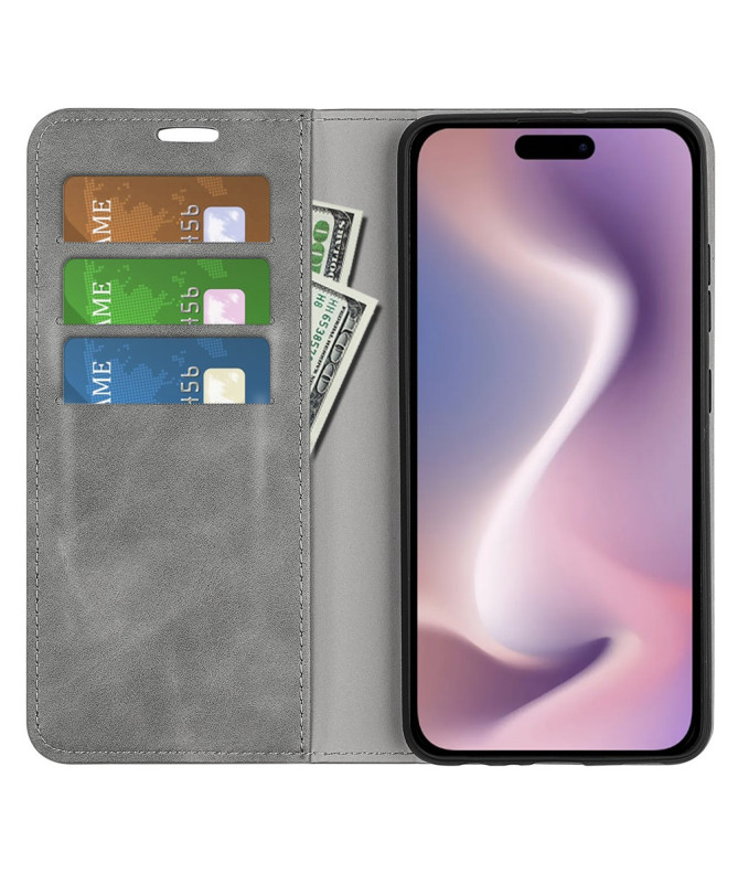 Étui iPhone 16 Pro Max simili cuir fonction stand