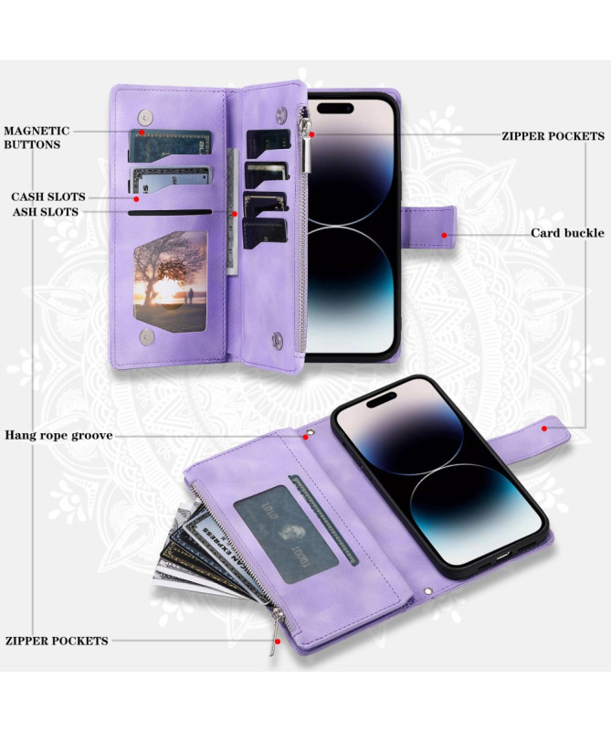 Housse iPhone 16 Pro Max Mandala Porte-Cartes