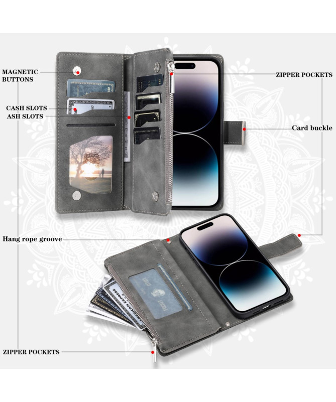 Housse iPhone 16 Pro Max Mandala Porte-Cartes