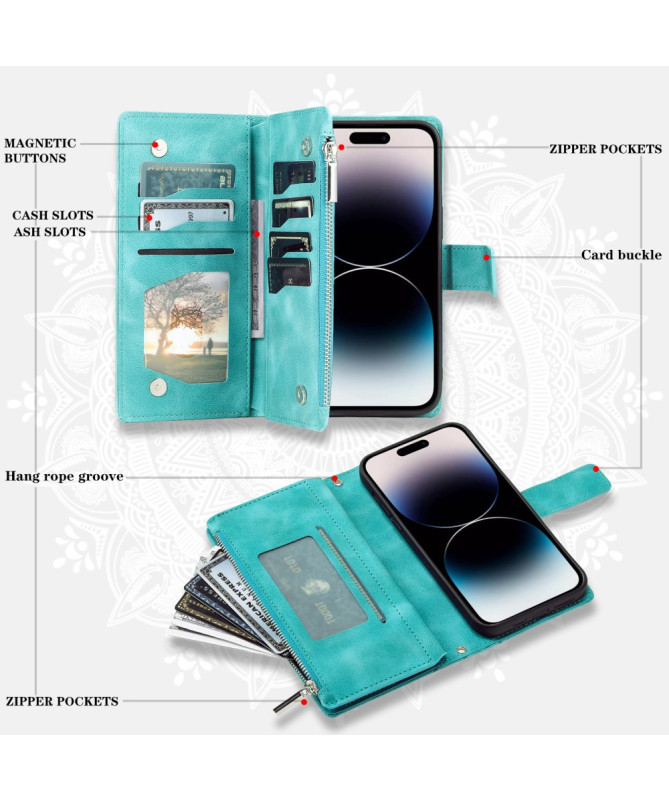 Housse iPhone 16 Pro Max Mandala Porte-Cartes