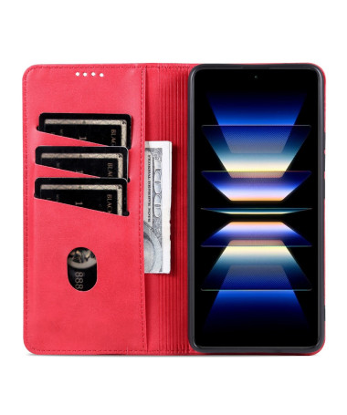 Flip cover Xiaomi Redmi Note 13 4G porte-cartes AZNS simili cuir Magenta - photo 12