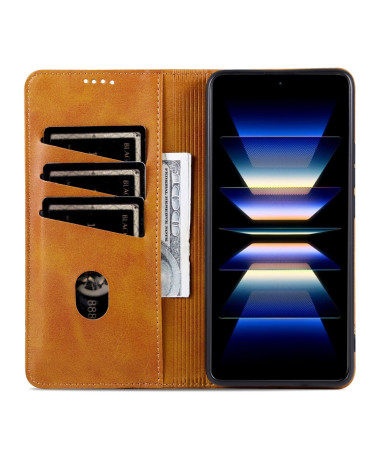 Flip cover Xiaomi Redmi Note 13 4G porte-cartes AZNS simili cuir Marron Clair - photo 17