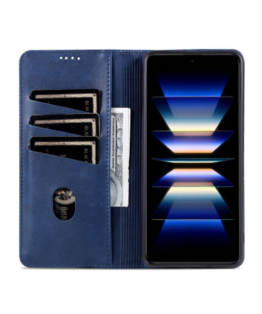 Flip cover Xiaomi Redmi Note 13 4G porte-cartes AZNS simili cuir Bleu marine - photo 22