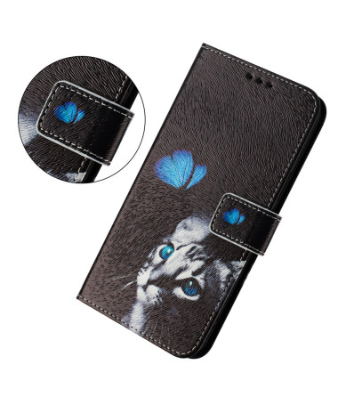 Housse Honor Magic 6 Lite / X9b Chat et Papillon Nocturne