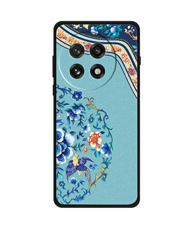 Coque OnePlus 13 Oiseau Bleu et Fleurs