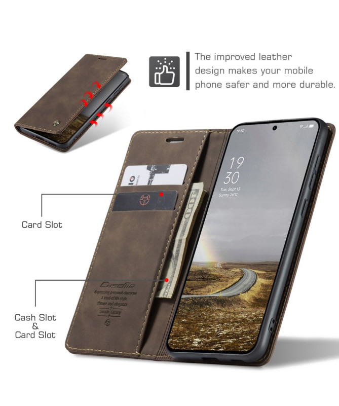 Housse OnePlus 13 Golias imitation cuir Marron - photo 12