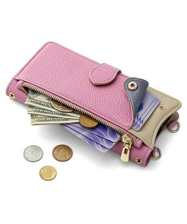 Étui Portefeuille OnePlus 13 avec Bandoulière - Protection Complète Rose - photo 29