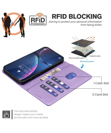 BF32 - Housse Xiaomi Redmi Note 14 Pro 5G / Poco X7 Porte-Cartes en Simili Cuir Violet - photo 42