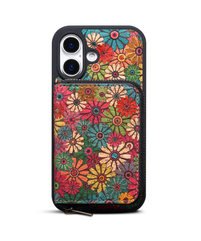 Coque iPhone 16 Plus avec Portefeuille Magnétique - Motif Floral