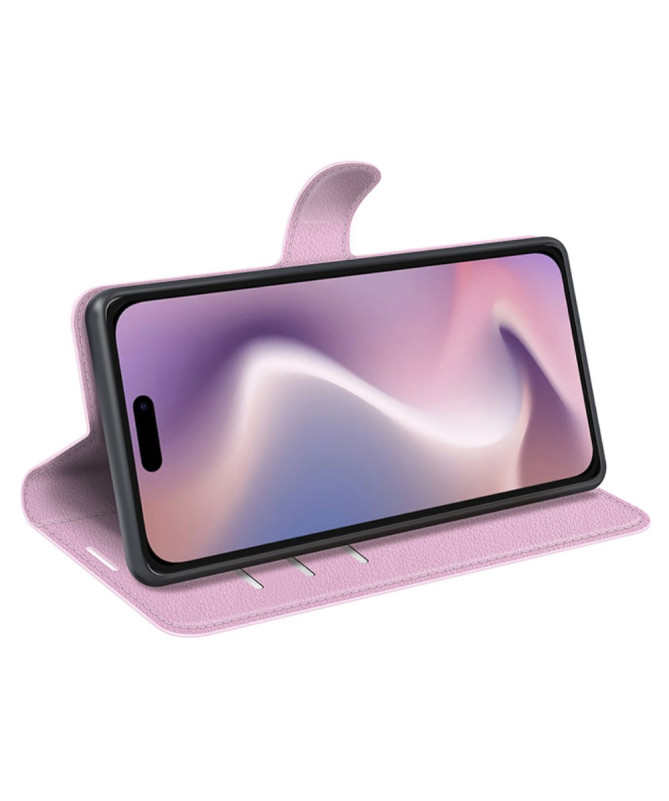 Étui iPhone 16 Plus style cuir porte cartes