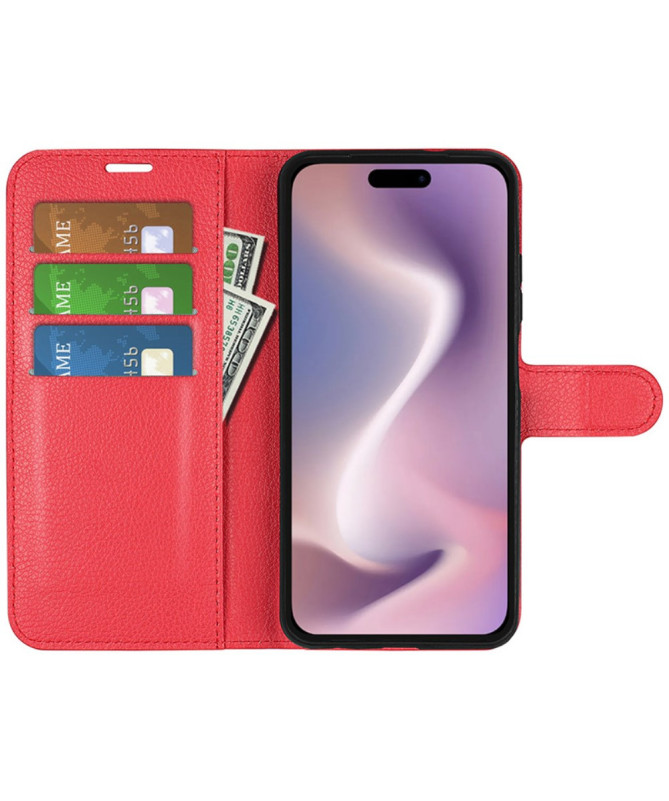 Étui iPhone 16 Plus style cuir porte cartes