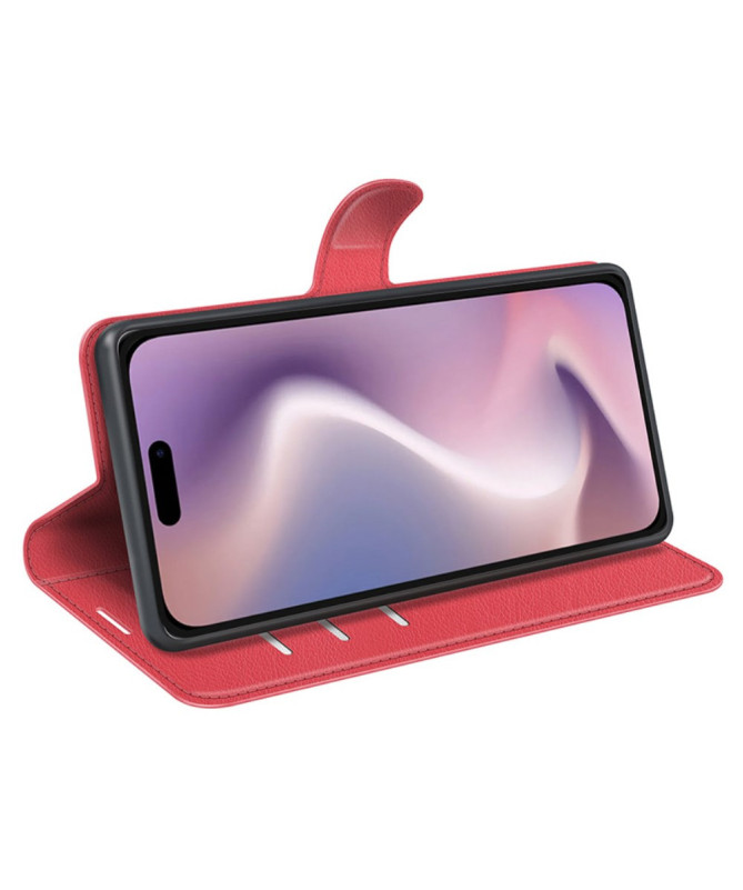 Étui iPhone 16 Plus style cuir porte cartes
