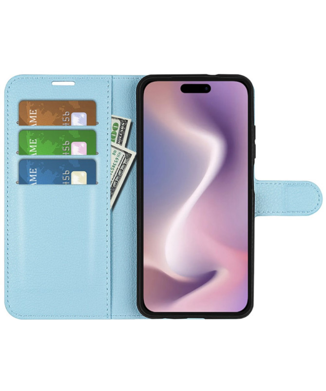 Étui iPhone 16 Plus style cuir porte cartes