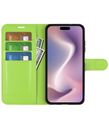 Étui iPhone 16 Plus style cuir porte cartes Vert clair - photo 18