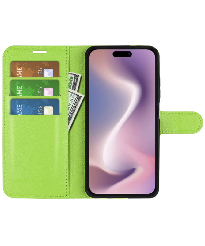 Étui iPhone 16 Plus style cuir porte cartes