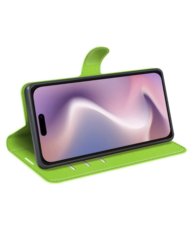 Étui iPhone 16 Plus style cuir porte cartes