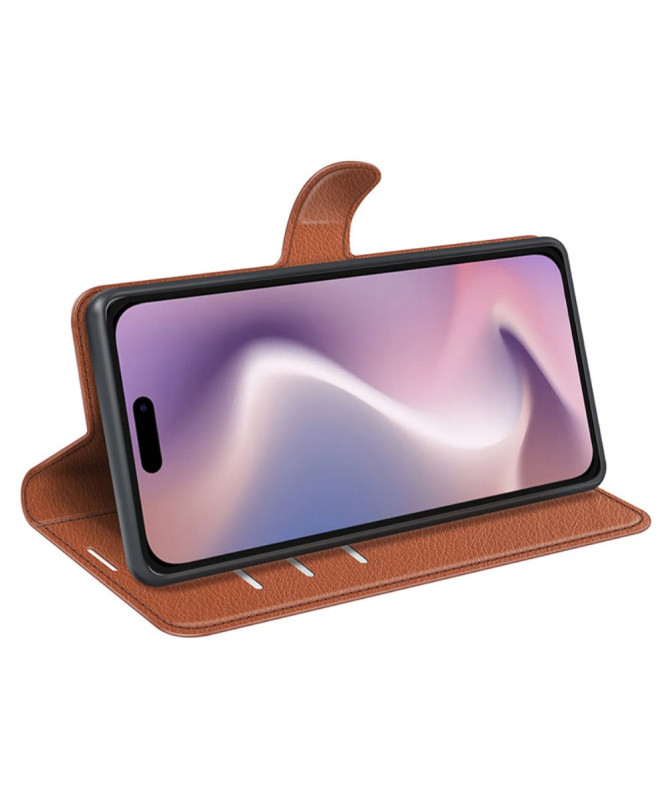 Étui iPhone 16 Plus style cuir porte cartes