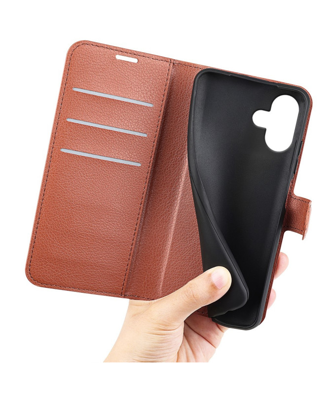 Étui iPhone 16 Plus style cuir porte cartes