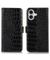 Housse iPhone 16 Plus cuir véritable aspect croco