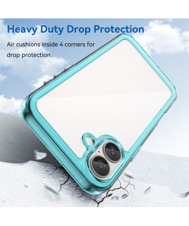 Coque iPhone 16 Plus Transparente Contour Couleuré Cyan - photo 17