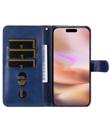 Housse iPhone 16 Plus Zipper Pocket effet cuir Bleu marine - photo 11