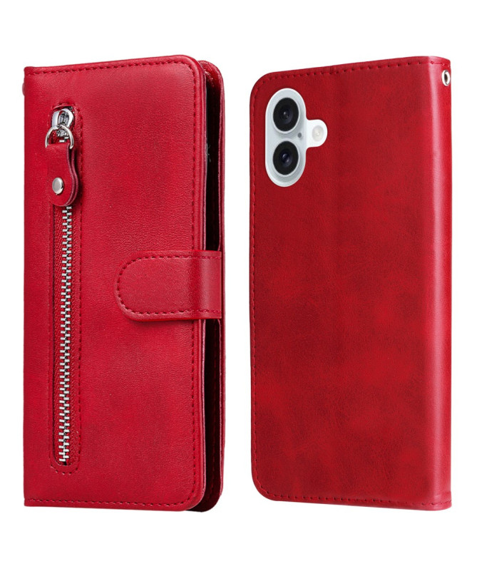 Housse iPhone 16 Plus Zipper Pocket effet cuir