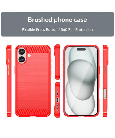 Coque iPhone 16 Plus - Finition Carbone Brossée Rouge - photo 7
