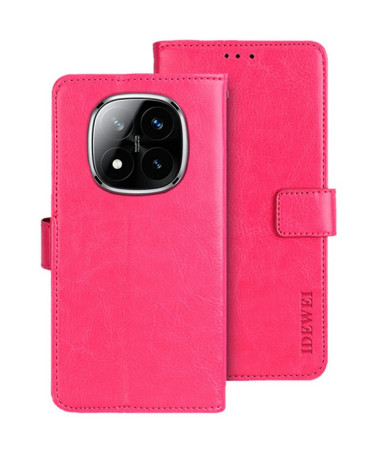 Housse Xiaomi Redmi Note 14 Pro 5G / Poco X7 IDEWEI Folio Effet Cuir Magenta - photo 3