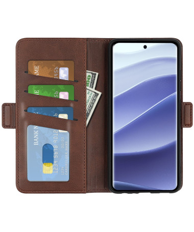 Étui Xiaomi Redmi Note 14 Pro 5G / Poco X7 portefeuille revêtement simili cuir mat Marron - photo 2