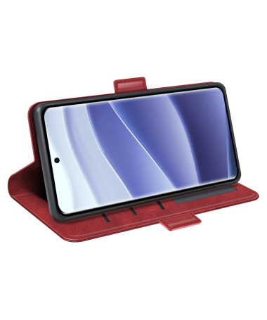 Étui Xiaomi Redmi Note 14 Pro 5G / Poco X7 portefeuille revêtement simili cuir mat Rouge - photo 10