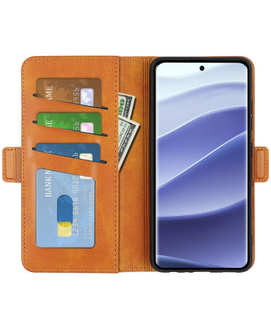 Étui Xiaomi Redmi Note 14 Pro 5G / Poco X7 portefeuille revêtement simili cuir mat Marron Clair - photo 14