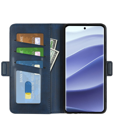 Étui Xiaomi Redmi Note 14 Pro 5G / Poco X7 portefeuille revêtement simili cuir mat Bleu marine - photo 18