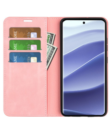Étui Xiaomi Redmi Note 14 Pro 5G / Poco X7 simili cuir fonction stand Rose - photo 6