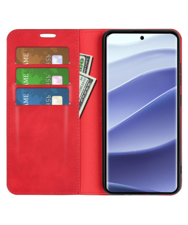 Étui Xiaomi Redmi Note 14 Pro 5G / Poco X7 simili cuir fonction stand Rouge - photo 14