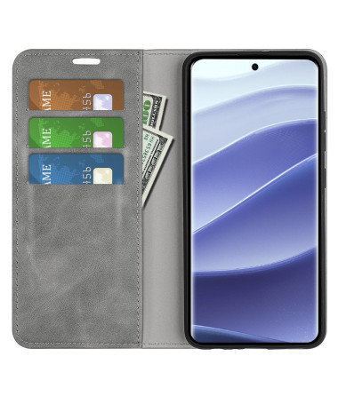 Étui Xiaomi Redmi Note 14 Pro 5G / Poco X7 simili cuir fonction stand Gris - photo 18