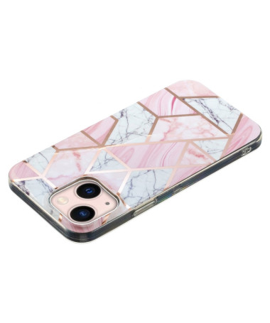 Coque iPhone 13 Marbre Quartz - Géométrie Rose