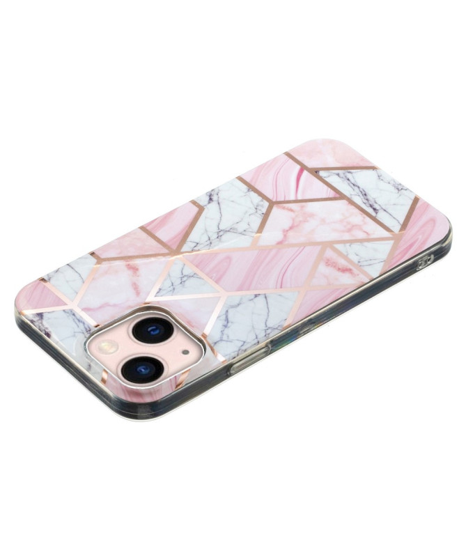 Coque iPhone 13 Marbre Quartz - Géométrie Rose